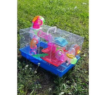 931B Papa&Mama Pet Клетка для хомяка (Домик, колесо, поилка, туннель) (47смх30смx38см)