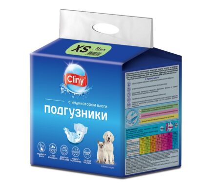 K201 Cliny Подгузники д/собак и кошек 2-4кг размер XS (11шт.)