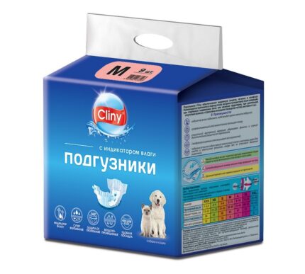 K203 Cliny Подгузники д/собак и кошек 5-10кг размер М (9шт.)