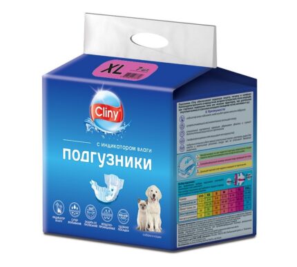 K205 Cliny Подгузники д/собак и кошек 15-30кг размер  XL (7шт.)