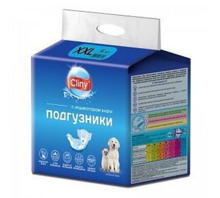 K212 Cliny Подгузники д/собак 25-40кг размер  XXL (6шт.)