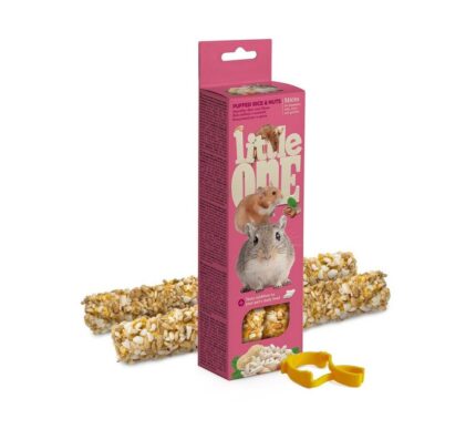 Little One Палочки для хомяков, крыс, мышей и песчанок с воздушным рисом и орехами, 2х55г