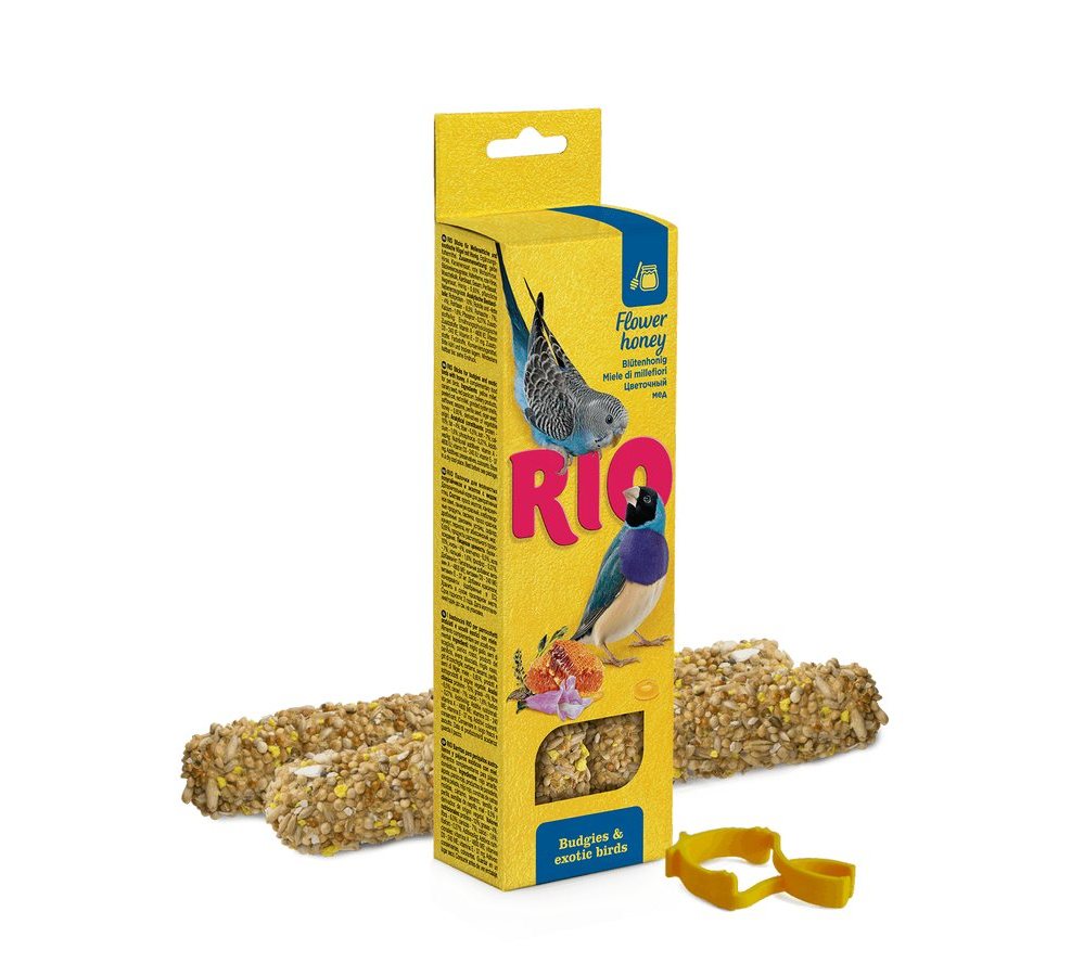 RIO Палочки для волнистых попугаев и экзотических птиц с медом, 2х40г RIO Палочки для волнистых попугаев и экзотических птиц с медом, 2х40г — изображение 1
