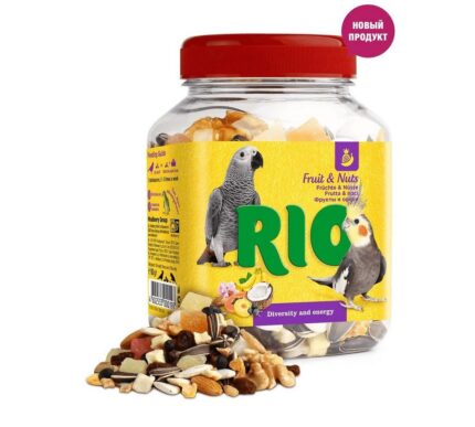 RIO Фруктово-ореховая смесь. Лакомство для средних и крупных попугаев, 160 г