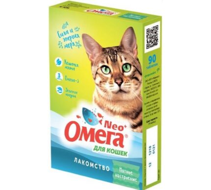 Омега Нео + К-КМ с кошачьей мятой <Мятное настроение> д/кошек 90 таб.