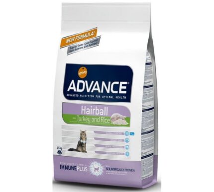 Advance 1,5кг Hairball Сухой корм для вывода шерсти у кошек, индейка и рис