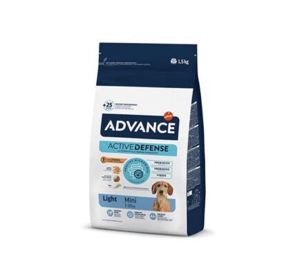 Advance 1,5кг Mini Light Сухой корм для взрослых собак малых пород с курицей и рисом (контроль веса)
