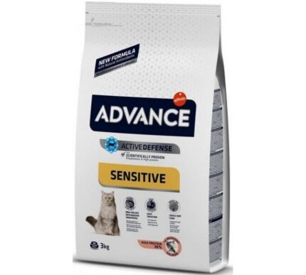 Advance 3,0кг Adult Sensitive Сухой корм для кошек с чувствительным пищеварением, лосось и рис