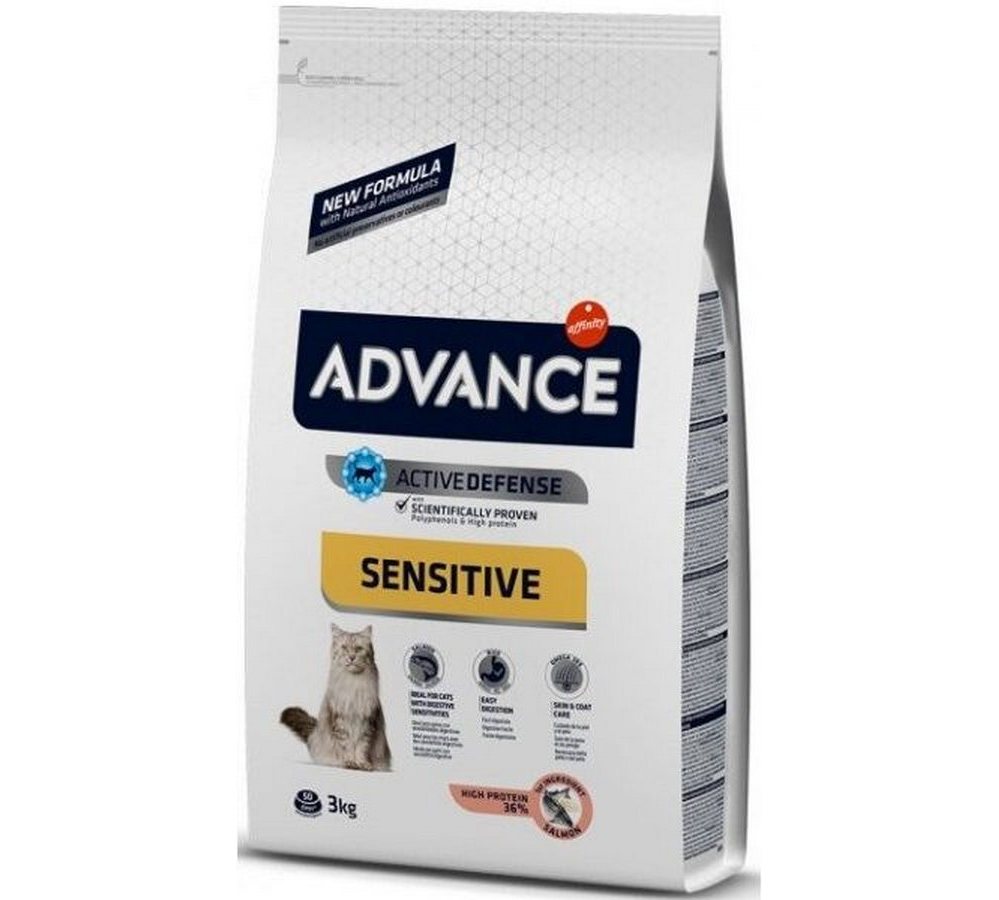 Advance 3,0кг Adult Sensitive Сухой корм для кошек с чувствительным пищеварением, лосось и рис Advance 3,0кг Adult Sensitive Сухой корм для кошек с чувствительным пищеварением, лосось и рис — изображение 1