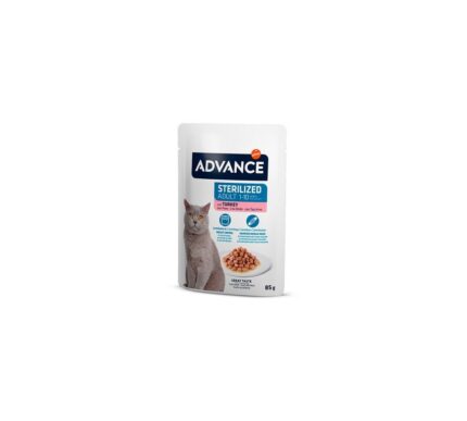 Advance 85г Sterilized Пауч для стерилизованных кошек- кусочки нежной индейки в соусе