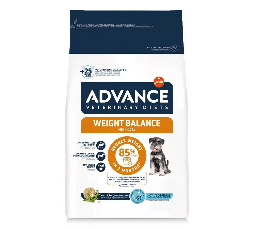 Advance VetDiet 1.5кг WEIGHT BALANCE Mini Диетический корм для собак(лишний вес,диабет,колит,запор) Advance VetDiet 1.5кг WEIGHT BALANCE Mini Диетический корм для собак(лишний вес,диабет,колит,запор) - Image 1