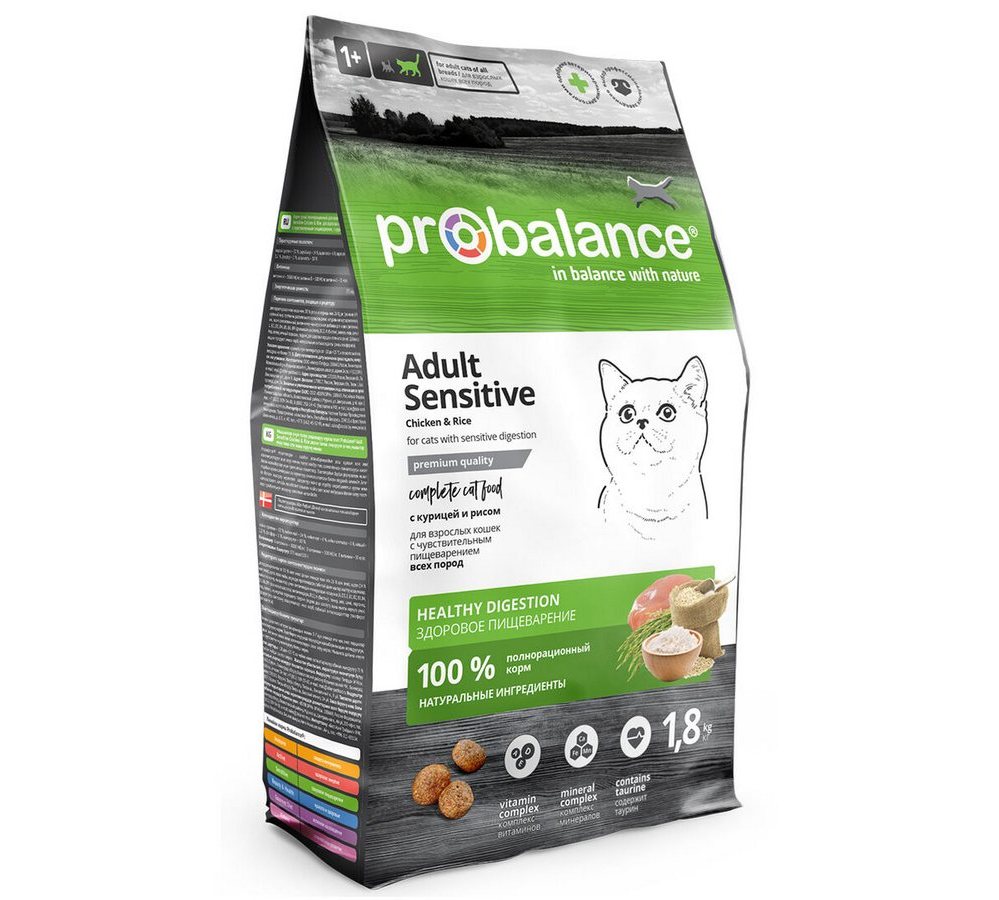 ProBalance 1,8 кг Sensitive корм сух д/кош с чувст пищевар,курица/рис ProBalance 1,8 кг Sensitive корм сух д/кош с чувст пищевар,курица/рис - Image 1