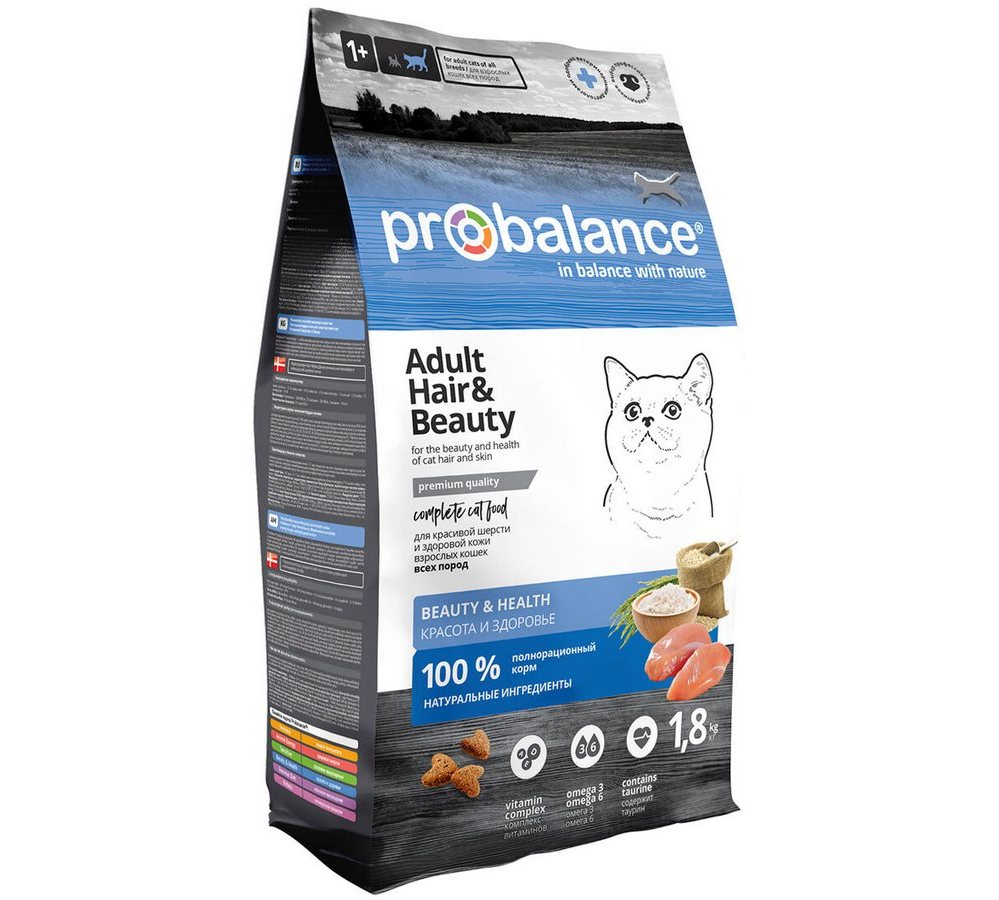 ProBalance 1.8 кг HEAR&BEAUTY Красивая шерсть и здоровая кожа, корм сухой д/кош. ProBalance 1.8 кг HEAR&BEAUTY Красивая шерсть и здоровая кожа, корм сухой д/кош. - Image 1