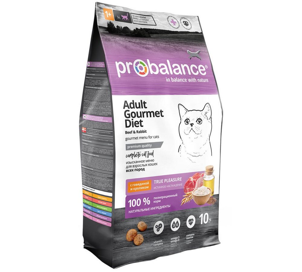 ProBalance 10кг Gourmet diet Корм сухой для взрослых кошек с говядиной и кроликом ProBalance 10кг Gourmet diet Корм сухой для взрослых кошек с говядиной и кроликом - Image 1