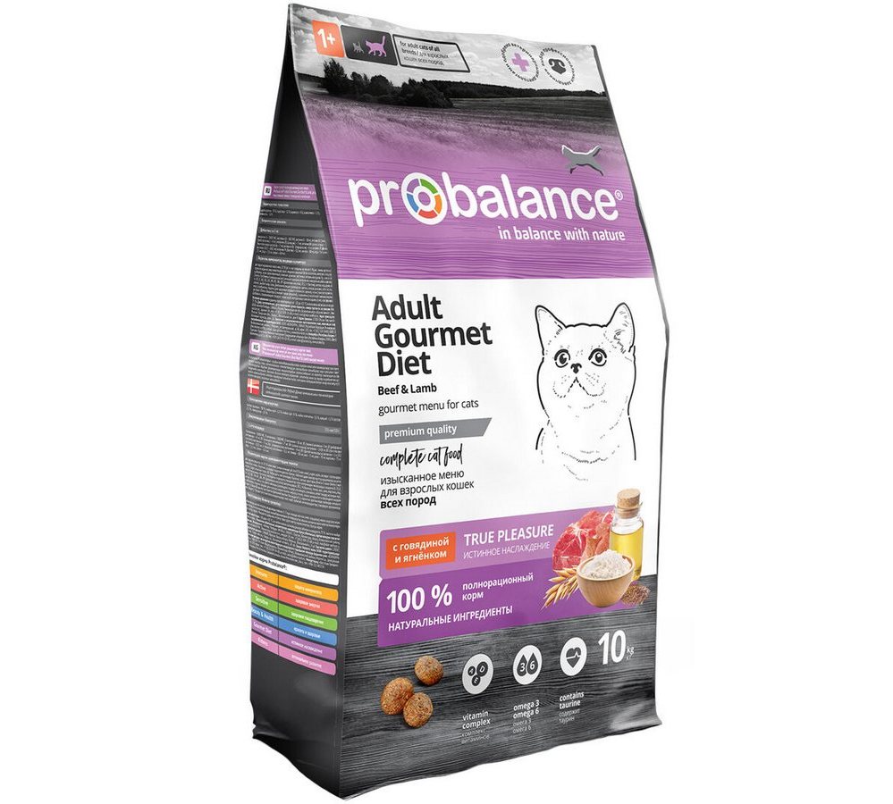 ProBalance 10кг Gourmet diet Корм сухой для взрослых кошек с говядиной и ягненком ProBalance 10кг Gourmet diet Корм сухой для взрослых кошек с говядиной и ягненком — изображение 1