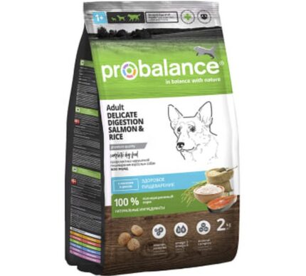 ProBalance 2 кг Delicate Digestion корм сухой для взрослых собак с лососем и рисом
