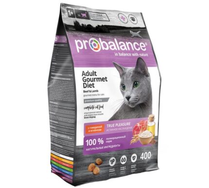 ProBalance 400гр Gourmet diet Корм сухой для взрослых кошек с говядиной и ягненком