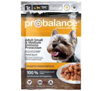 ProBalance 85г Small&Medium для взрослых собак малых и средних пород (пауч)(кр.28)