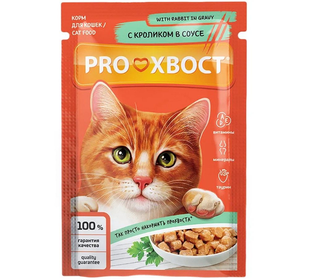 Корм д/кош PROхвост 85гр кролик в соусе (пауч) (кр.28) Корм д/кош PROхвост 85гр кролик в соусе (пауч) (кр.28) - Image 1
