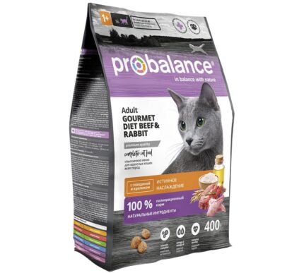 ProBalance 400гр Gourmet diet Корм сухой для взрослых кошек с говядиной и кроликом