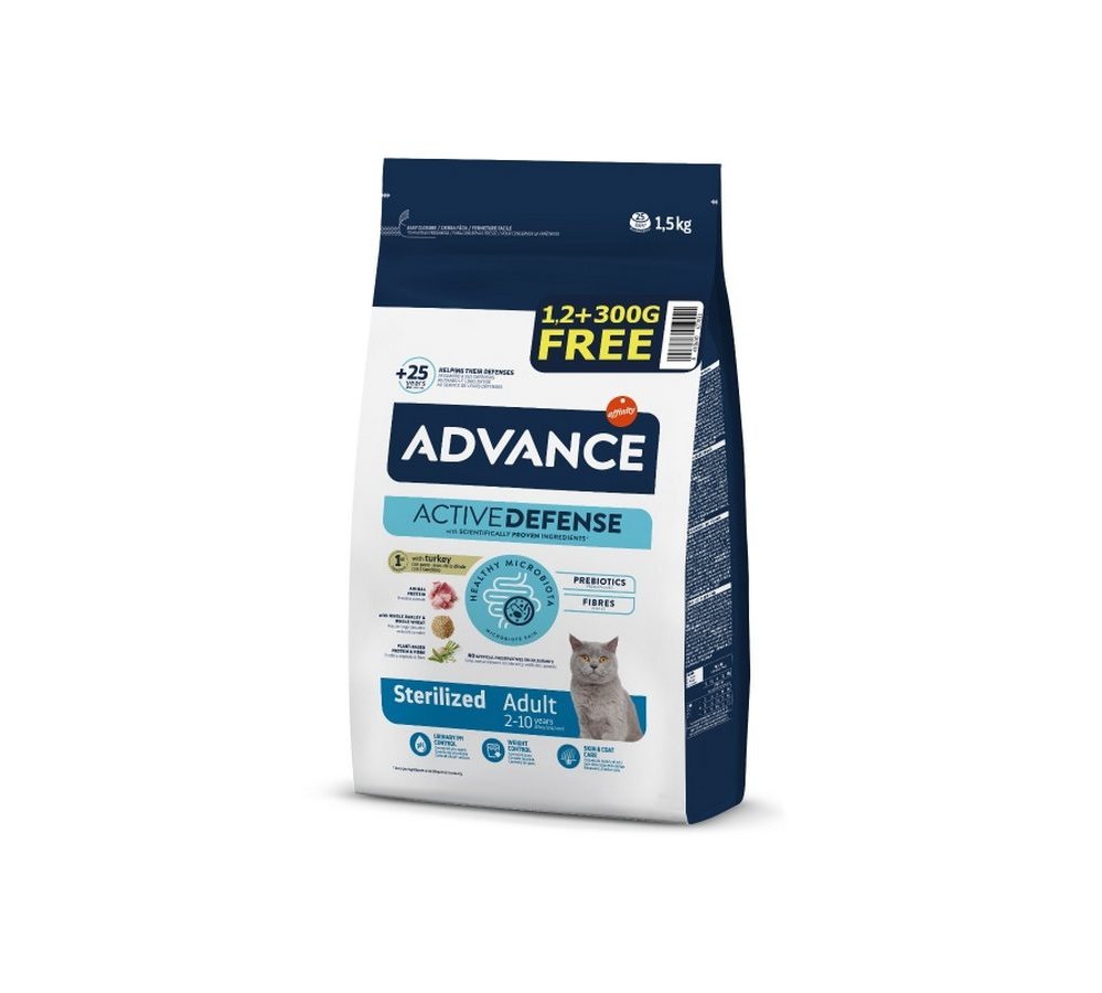 Advance 1.2кг+300г Sterilized Сухой корм для стерилизованных кошек и кастрированных котов с индейкой Advance 1.2кг+300г Sterilized Сухой корм для стерилизованных кошек и кастрированных котов с индейкой — изображение 1