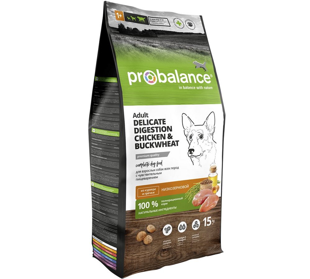 ProBalance 15кг Delicate Digestion Корм д/взр собак из курицы и гречки (АЗ) ProBalance 15кг Delicate Digestion Корм д/взр собак из курицы и гречки (АЗ) - Image 1