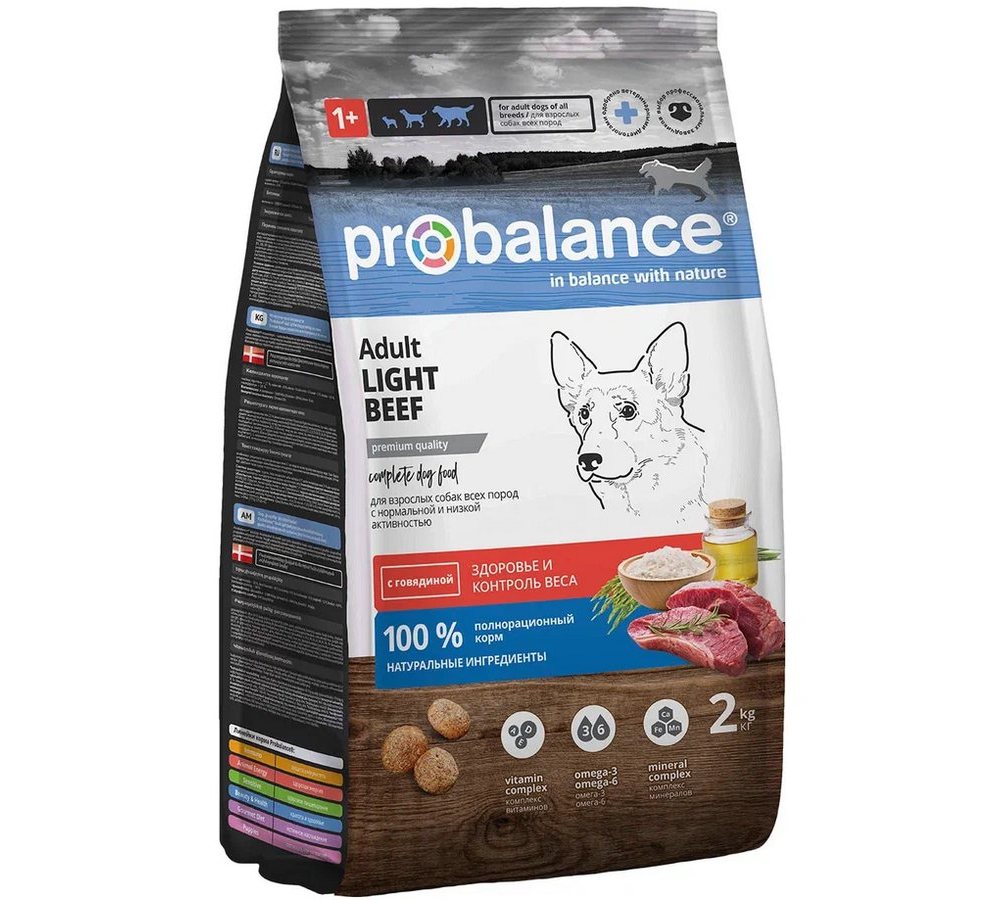 Probalance 2 кг Adult Light Beef Корм сухой для взрослых собак всех пород с говядиной, (АЗ) Probalance 2 кг Adult Light Beef Корм сухой для взрослых собак всех пород с говядиной, (АЗ) — изображение 1