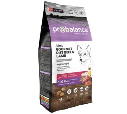 ProBalance 12кг Gourmet diet Корм сухой для взрослых собак с говядиной и ягненком