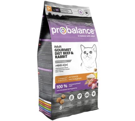 Probalance 8 кг Gourmet Diet Корм сухой для кошек, говядина-кролик